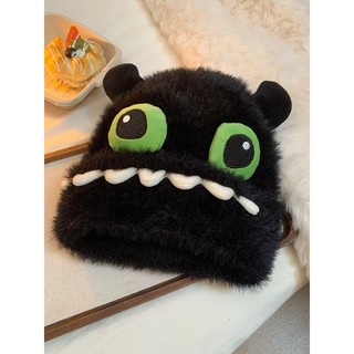 Mũ lông Toothless hoạt hình dễ thương nữ mùa đông - Mũ Lei Phong ấm che tai, dành cho đầu lớn, làm khuôn mặt nhỏ, thời trang