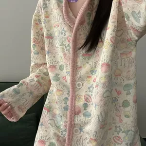 Đồ Ngủ Hai Mảnh Jellyfish Air Cotton Cho Nữ - Mùa Đông 2025 - Thiết Kế Nhung Dày Phong Cách Hàn Quốc