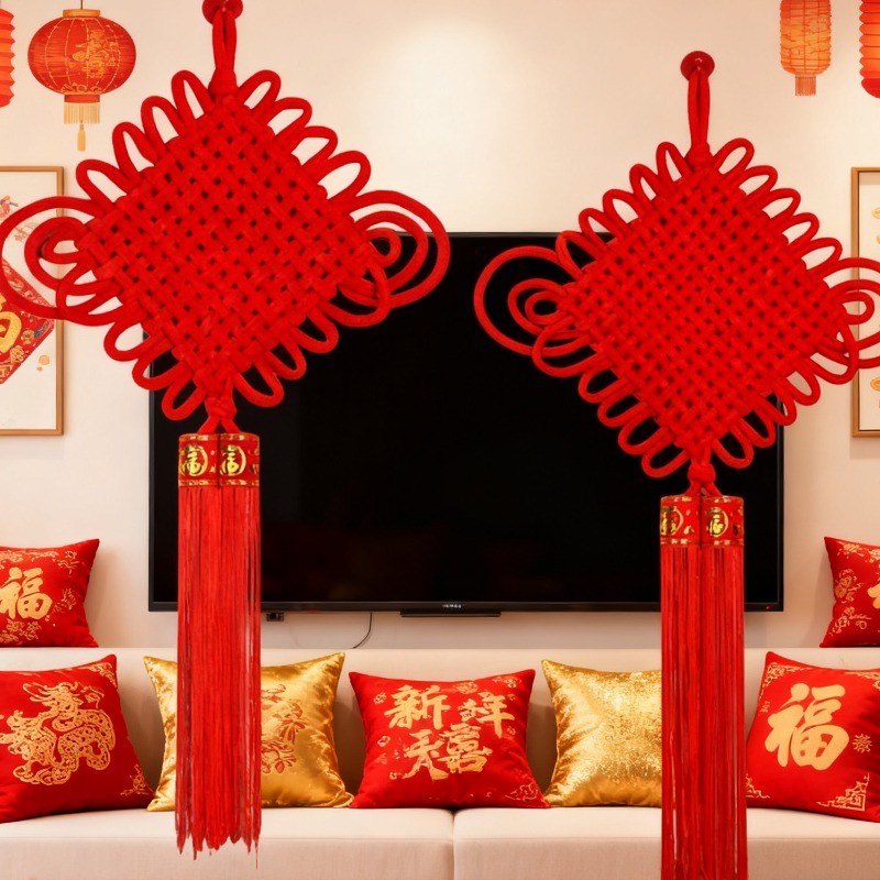 Mặt dây chuyền nút thắt nhung cổ điển may mắn Trung Quốc - Đồ trang trí thiết lập cảnh lễ kỷ niệm tân gia cao cấp
