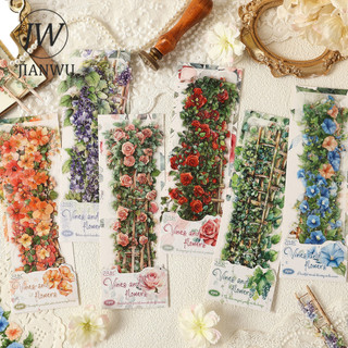 JIANWUVines Dẫn Hoa Series Vintage Cây Hoa Phong Cảnh Chất Liệu Cắt Kéo Sổ Lưu Niệm PET Miếng Dán Sáng Tạo Tạp Chí Văn Phòng Phẩm