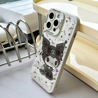 Ốp điện thoại hoạt hình Kuromi cho iPhone 17 / 17Air / 16E / 15 Plus / 14 / 13 / 12 / 11 / Pro Max. Chống sốc rơi. Hộp đựng túi khí kiểu áo khoác silicon lỏng che phủ toàn diện