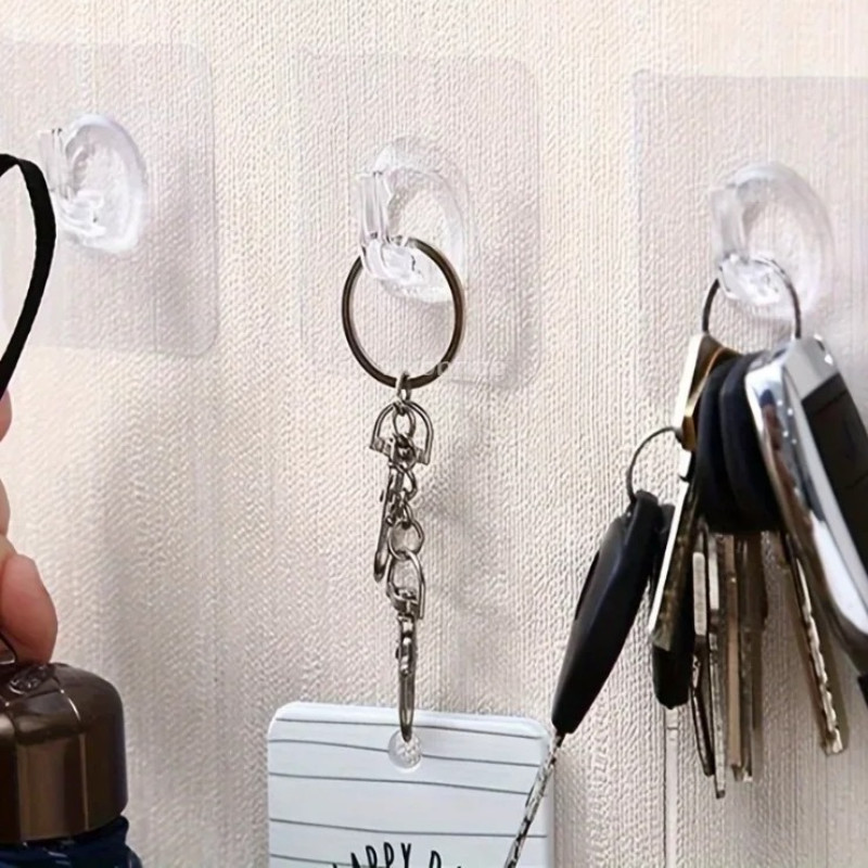 10 / 20 / 30 Cái Trong Suốt Móc Treo Tường Miếng Dán