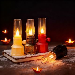 Đèn dầu điện tử ASDFGER, chạy bằng pin LED, an toàn khi sử dụng, dùng làm đèn trang trí