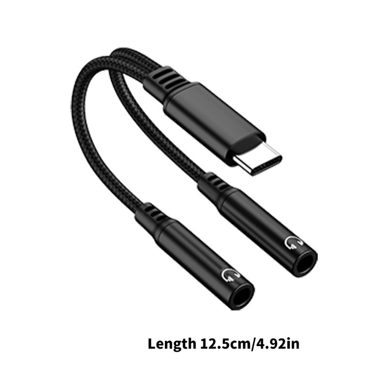 Type C To Double 3.5mm Female Adapter Cable for Laptop Earphones Adapter Cable