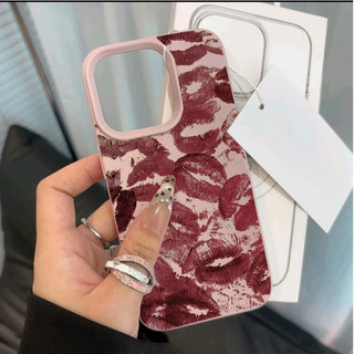 Ốp Lưng Cho OPPO A6 A5 A3 Pro A3X A5X Reno 13 14 12 11 10 Pro 13F 12F 11F 5G 8T 7Z 8Z Ốp Điện Thoại Di Động Sang Trọng Màu Môi Đỏ In Hoa Văn Louche Mờ Mềm Màu Kẹo Chống Sốc