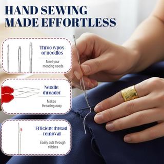 Bộ kim may bằng thép mắt lớn 2026 Bộ kim thép không gỉ nâng cấp để may tay 7 kích thước kim thêu da có ren để sửa chữa Quilting kim loại hợp kim đa năng di động an toàn đơn giản chắc chắn