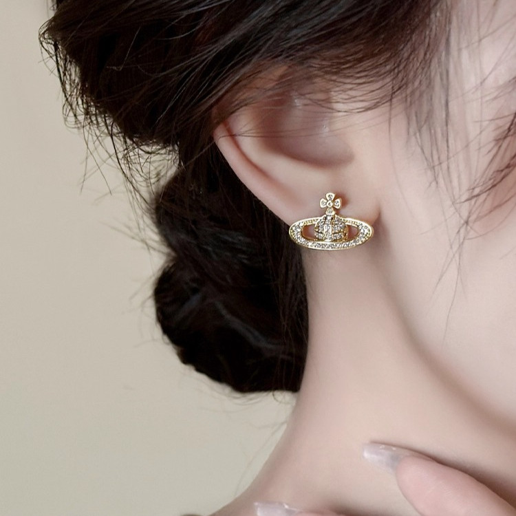 Bông Tai Hình Sao Thổ Đính Kim Cương - Phong Cách Sang Trọng Dành Cho Nữ