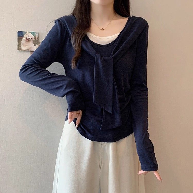Áo thun dài tay nữ thời trang xuân thu, thiết kế gọn gàng