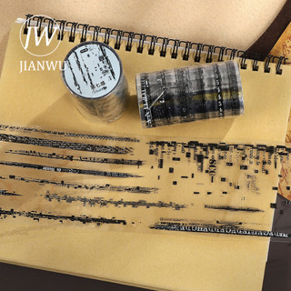 JIANWU 70mm * 10m Vintage Punk Số Chữ Phong Cảnh Chất Liệu Cắt Băng Thêu Sò PET Sáng Tạo DIY Tạp Chí Văn Phòng Phẩm