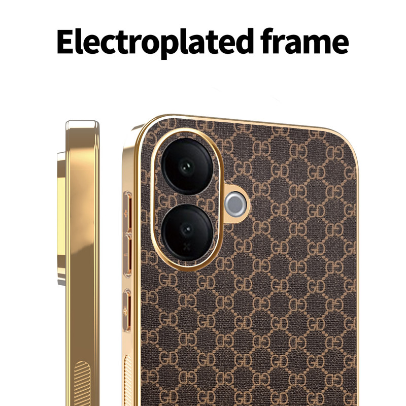 Ốp Lưng Cho Vivo V60 Lite Sang Trọng Cổ Điển Da Thời Trang Mạ Điện TPU Edge Chống Rơi Vỏ Bảo Vệ Điện Thoại