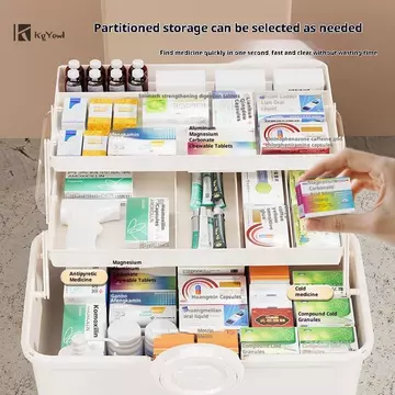 KgYewl 1 Hộp Thuốc Gia Đình Dung Tích Lớn Hộp Bảo Quản Thuốc Phân Loại Nhiều Lớp Hộp Thuốc Di Động Sơ Cứu Bộ Y Tế Mới