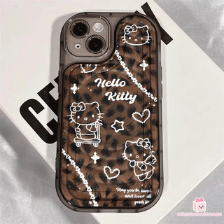 Ốp Lưng Cho Iphone 17 13 14 12 11 15 Pro Max Air XS XR X Max 14 8 15 7 Plus SE Cool Leopard Print Hello Kitty Love Heart Trong Suốt Dày Bìa Mềm