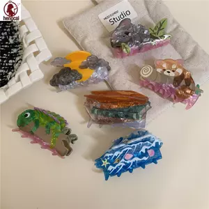 Kẹp tóc hình động vật: Cá mập, Gấu trúc, Koala và Chameleon dành cho bé gái