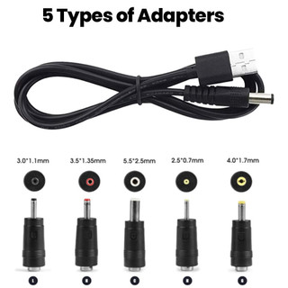 Cáp nguồn USB sang DC Elough Cáp sạc USB sang DC 5V với 5 bộ điều hợp cho bộ định tuyến Loa quạt Mini