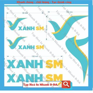 Tem Logo Xanh SM dán Ôtô, Xe máy, Mũ Bảo Hiểm -Nhận In Tem Theo Yêu Cầu