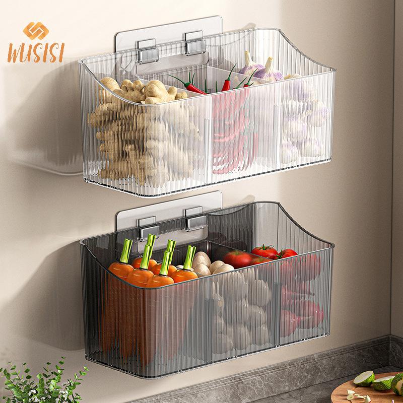 [WUSISI] Nhà Bếp Gừng Tỏi Hành Giá Để Đồ Hộp Bảo Quản Giỏ Tỏi Gừng Giỏ Treo Tường Hộp Bảo Quản MỚI