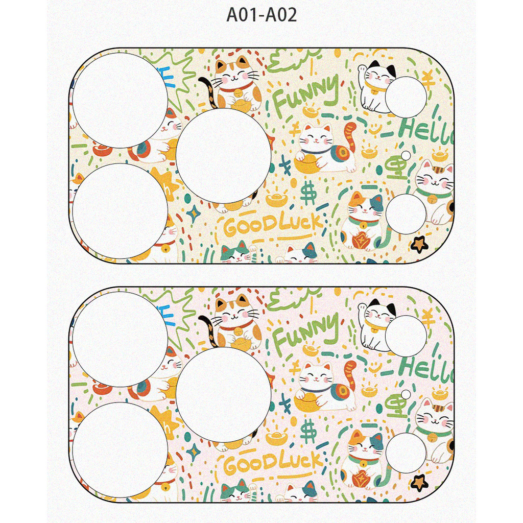 [2 Cái] Nhãn dán giấy máy ảnh mềm mỏng hình mèo may mắn dễ thương cho iPhone 17 Pro / 17 Pro Max Trang trí phim máy ảnh Phim bảo vệ camera chống mài mòn chống trầy xước