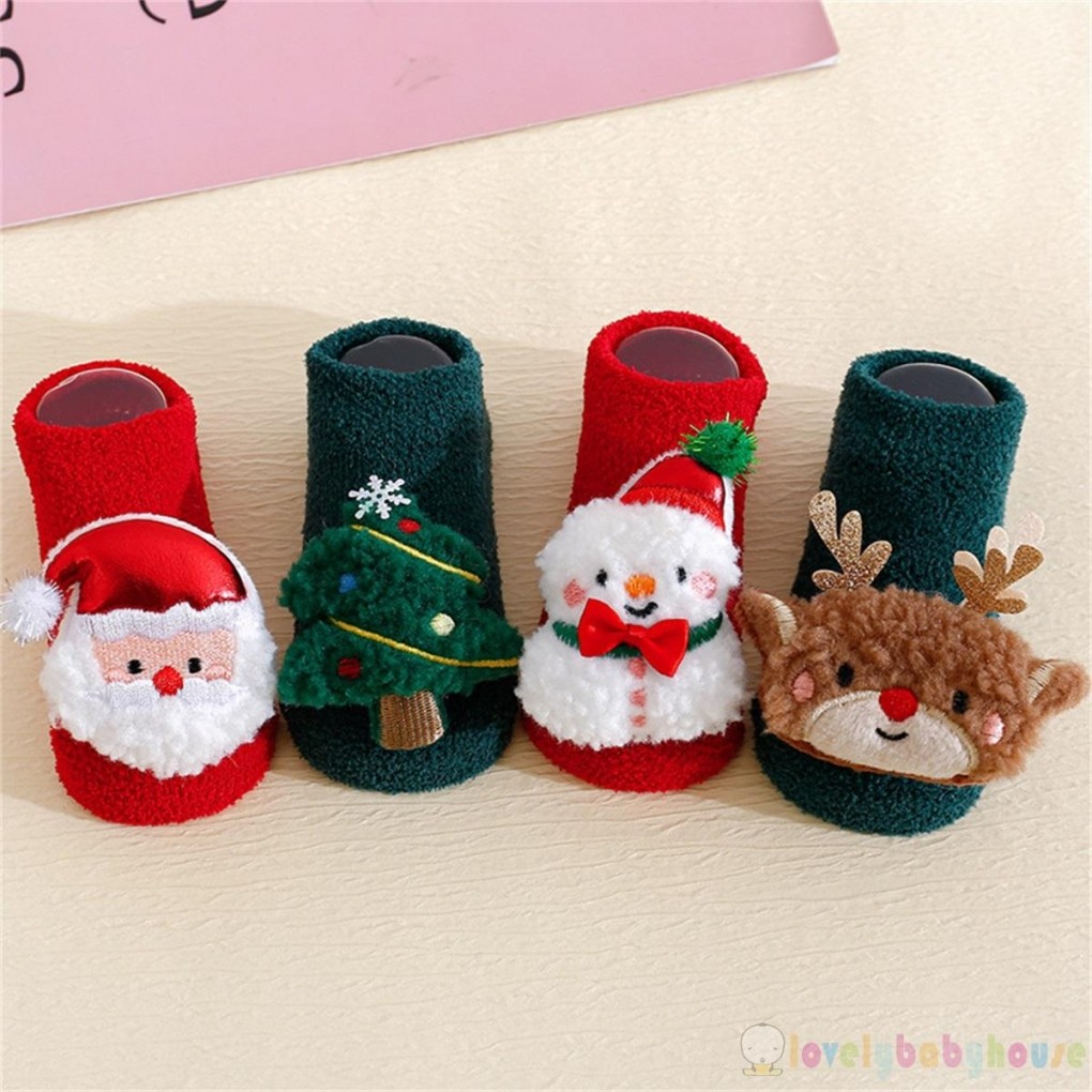 LBH-Toddler Baby Soft Dễ thương Cây thông Noel / Người tuyết / Tuần lộc / Ông già Noel Tất chống trượt cho trẻ sơ sinh trong nhà