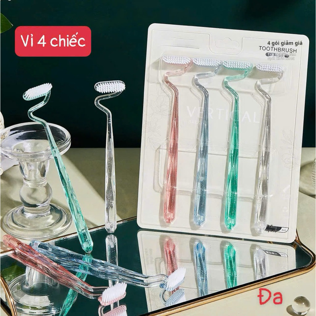 Set 4 Bàn chải đánh răng hình chữ S Bàn chải làm sạch cong hình chữ S sáng tạo