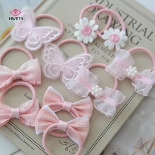 HWETR 10 Cái / lốc Dễ Thương Trẻ Em Trang Trí Tóc Hợp Thời Trang Handmade Co Giãn Dây Buộc Tóc Đáng Yêu Mũ Kẹp Tóc Phụ Kiện Cho Bé Gái Mới