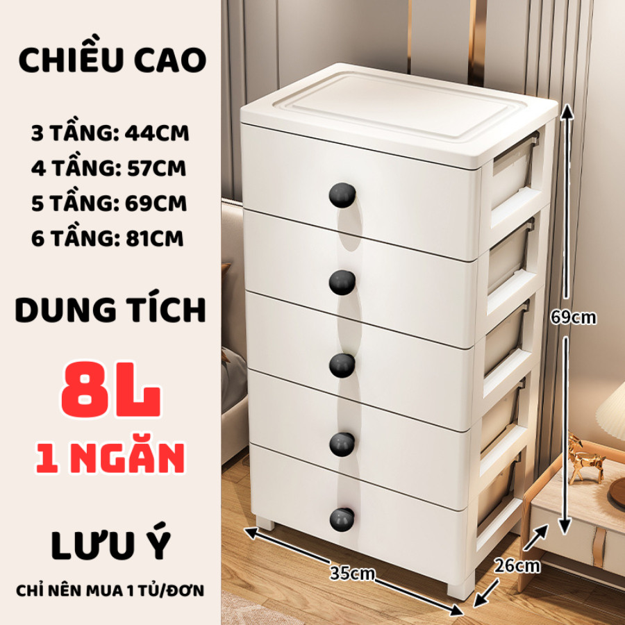 Tủ Đựng Đồ Ngăn Kéo ENODA HOME, Tủ Nhựa Nhiều Tầng Lắp Ráp Đơn Giản Có Bánh Xe Tiện Lợi TUN017