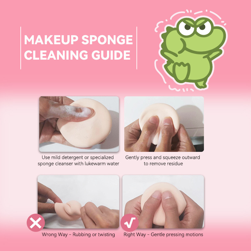 Bông mút Pinkpunk Matcha Dandan Cute Miếng bông phấn hình chú ếch khủng long 2 in 1 Powder Puff Air Cushion Kem mềm không hút kem nền, giúp đánh kem nền phấn phủ