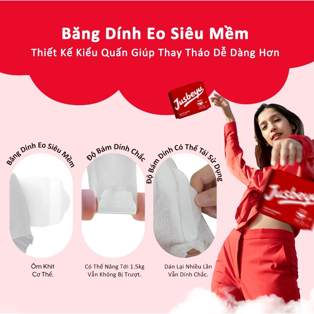 Băng Vệ Sinh Quần Jusbeyu Ngày Và Đêm Size M/L - L/XL Gói 5 Miếng – Chống Tràn, Thấm Hút Nhanh, Tiện Lợi