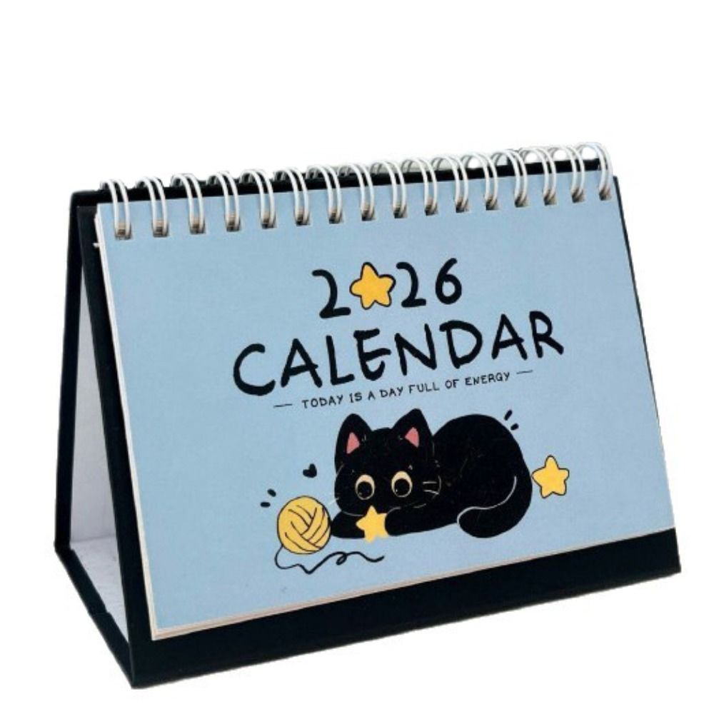 BEABOUT 2026 Lịch Để Bàn, Cuộn Dây Lịch Mini Di Động, Đơn Giản Mèo Dễ Thương Để Bàn Trang Trí Lịch Trình Lập Kế Hoạch Học Sinh