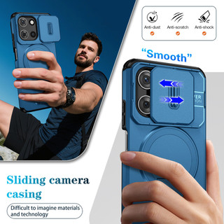 Dành Cho Motorola Moto G 5G 2025 / G Play 5G / G Power 2025 / 2026 / G Stylus 2025 Ốp điện thoại Trượt Camera Đứng Ẩn Mặt Sau Cứng Sẵn Sàng Từ Tính Cạnh Mềm Chống Sốc Mỏng