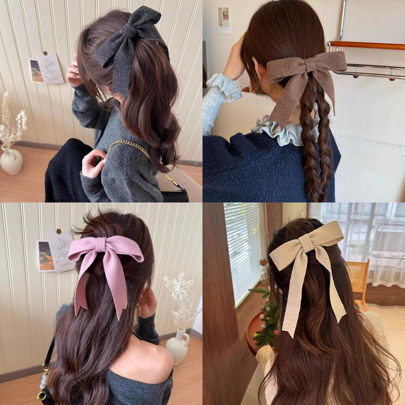 Kẹp tóc nơ dệt kim mới Kẹp tóc mỏ vịt đơn giản tinh tế