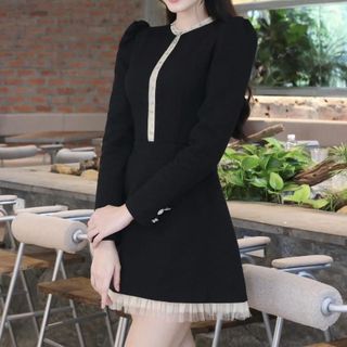 Váy dài tay, váy nữ xinh, váy dự tiệc,DY03 Women Voan Dress