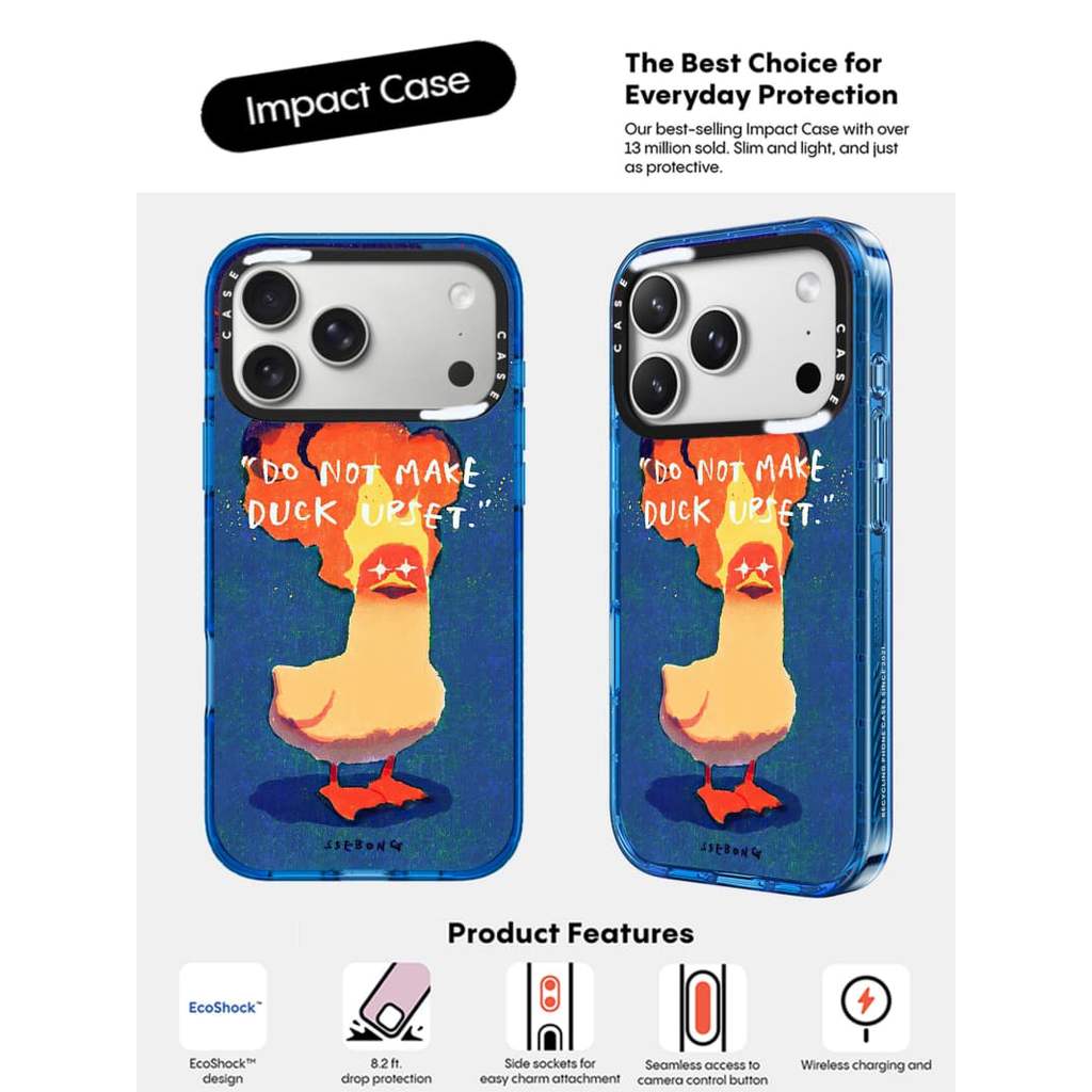 CASECASE X Không Làm Vịt Upset Ốp Lưng Bầu Trời Màu Xanh Trong Suốt Cứng Hút Từ Tính Tác Động Cho Apple IPhone 12 13 14 15 16 17 Pro Max Air Plus Có Hộp