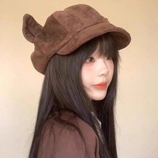 Mũ nồi retro da lộn tai mèo hình bát giác nhỏ, phù hợp cho họa sĩ và sử dụng hàng ngày