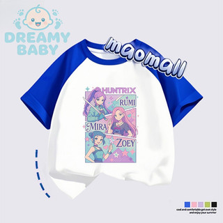 Áo thun ngắn tay cho trẻ em Kpop Demon Hunters, thoải mái mềm mại, 100% cotton, in họa tiết