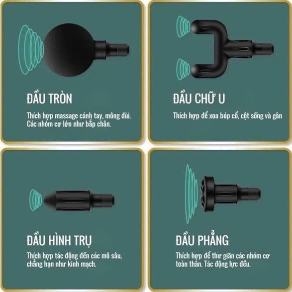 Máy MASSAGE MINI cầm tay, 4 đầu, 6 chế độ rung, giúp giãn cơ, giảm đau mỏi