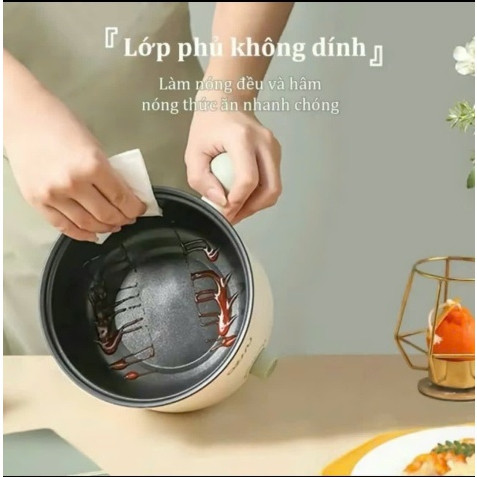 Nồi Lẩu OZHU Đa Năng, Nồi Hấp Mini 2 Nấc Nhiệt Kèm Giá Hấp Có Tay Cầm Tiện Dụng Dung Tích 1.8L(LOGKENT)