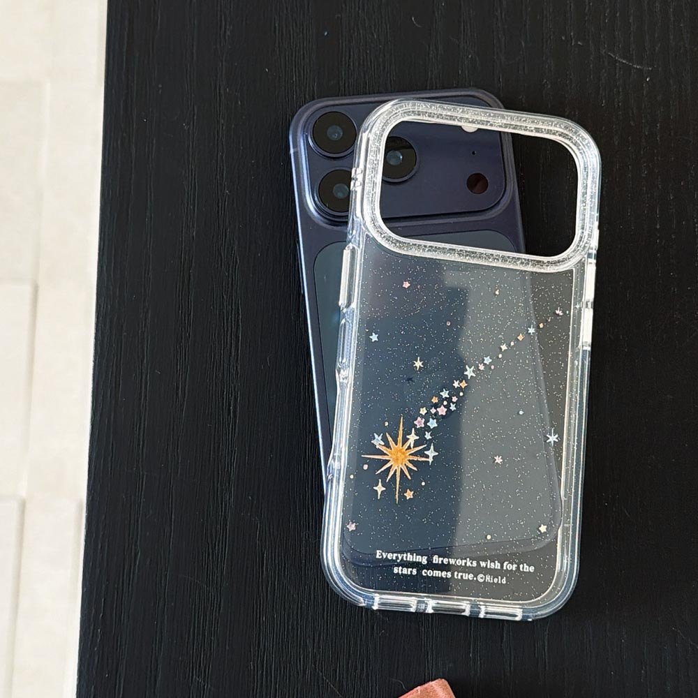Ốp lưng cứng trong suốt Tương thích với iPhone 13 14 14Pro 14ProMax 15 15Pro 15ProMax 16 16Pro 16ProMax 17 17Pro 17ProMax Ốp họa tiết sao băng vàng