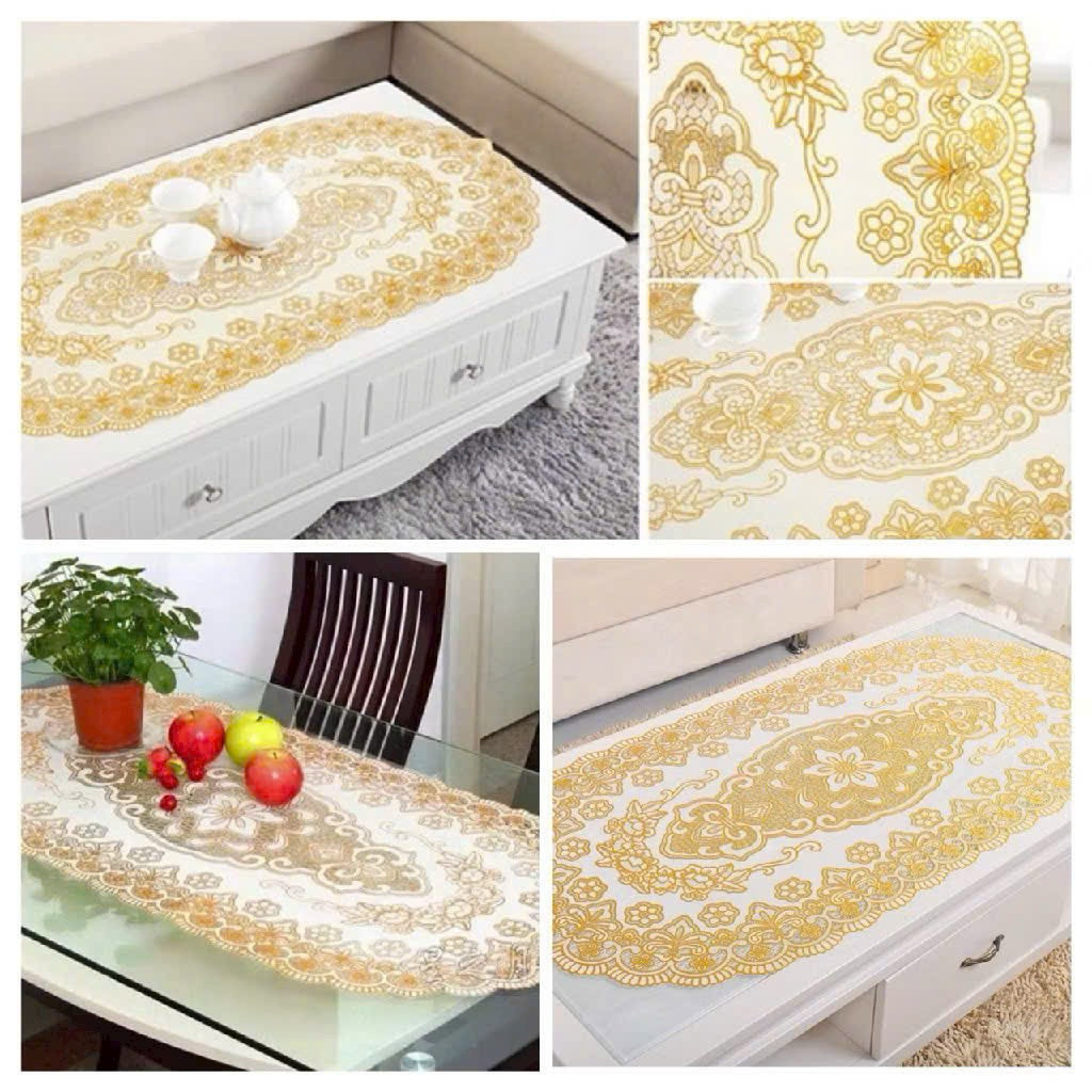 Khăn Trải Lót Bàn Kính Hoa Văn Nhựa Ren Dập Nổi Sang Trọng Trang Trí Nhà Cửa Phòng Khách Trang Trí Tết