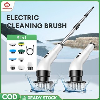 Bàn chải làm sạch điện 9 trong 1 hoàn toàn mới, máy làm sạch quay, máy chà sàn USB, dụng cụ làm sạch có thể điều chỉnh