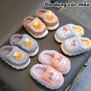 Dép Bông Giữ Ấm Cho Bé DINO, Dép Lông Kiểu Dáng Dễ Thương, Chất Liệu Mềm Mịn, Chống Trượt An Toàn