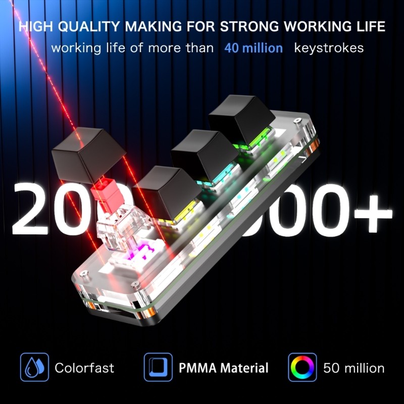 MOON 4 Nút Macro Pad Bàn phím Mini có thể lập trình để hiệu quả văn phòng Khả năng tương thích rộng rãi và thiết kế di động