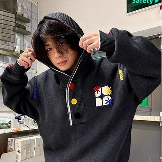 Áo len thêu Dopamine cao cấp dành cho nam và nữ Mỹ Retro Street
