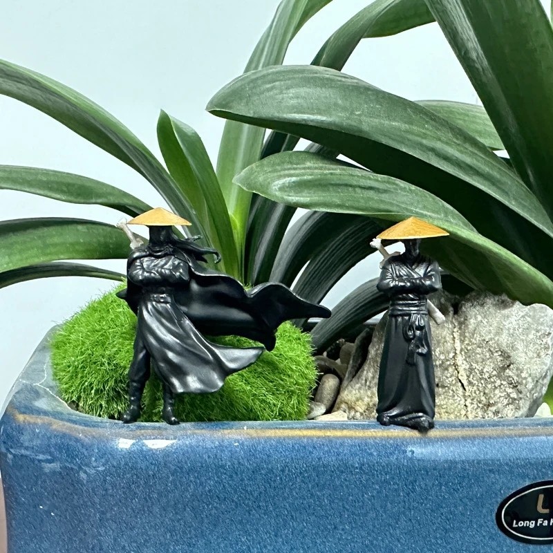 3 Cái / bộ Hình Thoáng Mát Điêu Khắc Nhà Búp Bê Tượng Samurai Ninjas Phong Cách Trung Hoa Wuxia Trang Trí Bàn Làm Việc Văn Phòng