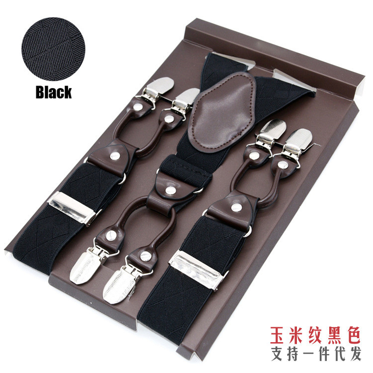 Suspenders đóng hộp loại sáu kẹp, dây rộng, phù hợp với quần dày