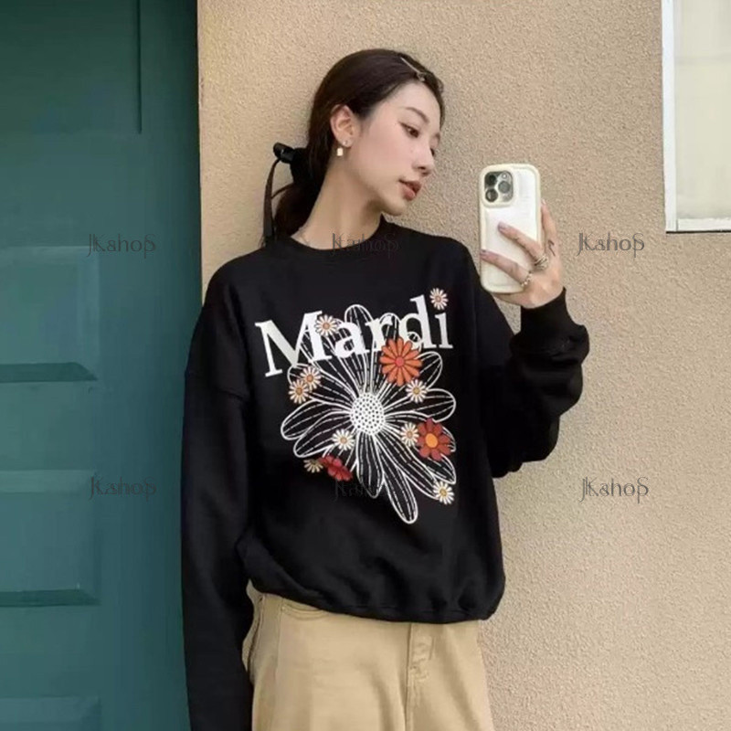 Kanos_shop | Sweater boxy, Hàn quốc classic daisy flower print áo tay dài áo thu đông nữ áo thể thao