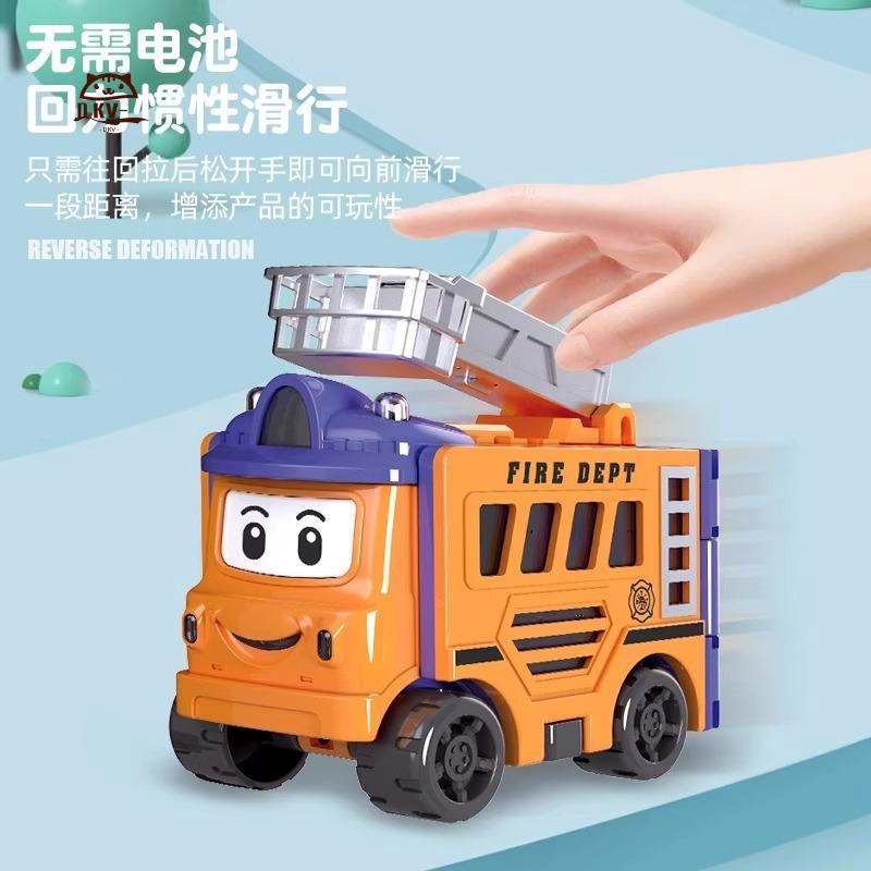 Xe đồ chơi biến hình lật hoạt hình trẻ em - Xe kỹ thuật quán tính cho bé trai