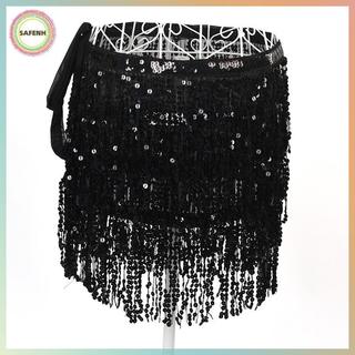 SAFENH Khăn Thắt Lưng Sequin với Tua Rua và Viền Hông, Phù hợp cho Khiêu Vũ và Quấn Váy