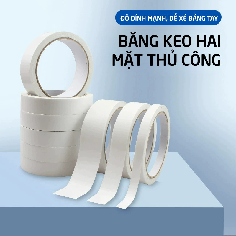 Băng Dính 2 Mặt Siêu Dính 10 Mét – Cuộn Băng Keo 2 Mặt Đa Năng Dán Bền Bỉ Cho Văn Phòng Và Làm Đồ Thủ Công