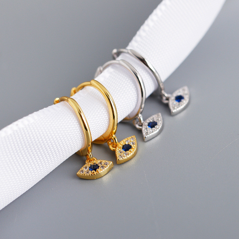 Bông tai mắt quỷ bạc S925 đơn giản dành cho nữ Bông tai Zircon cổ điển không gây dị ứng