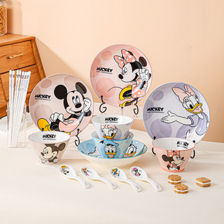 Bát đĩa gốm Mickey Disney Looney - Kích thước 20cm, hình tròn, thẩm mỹ cao, in underglaze, chịu nhiệt cao, dùng tại nhà